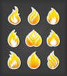 Fire paper cut icons set