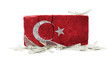 Brick with broken glass, violence concept