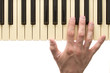 Piano keyboard with hand