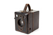very old vintage camera on white background
