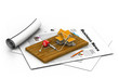 Illustration: House sitting on a mousetrap. (suggesting risk in real estate). House sitting on a mousetrap. (suggesting risk in real estate).