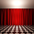 Empty scene with red velvet curtain.