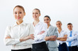 Group of business people standing in row