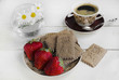 Coffee, cookies and strawberries
