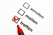 Merkliste zum ankreuzen