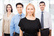 Business people with businesswoman leader