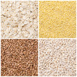 collage of four kinds of groats