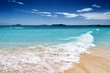 White sand beach and blue sky
