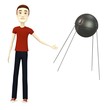 3d render of cartoon character with sputnik