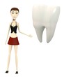 3d render of cartoon character with tooth