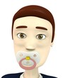 3d render of cartoon character with baby teat
