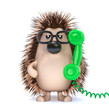 Cute hedgehog is on the phone