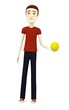 3d render of cartoon character with tennis ball