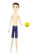 3d render of cartoon character with tennis ball