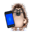 Cute hedgehog with a smartphone