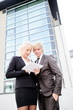 business woman man digital tablet