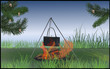 cauldron above bonfire in green grass