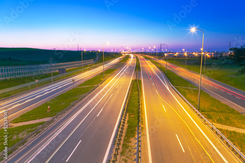 Photo: Bypass road of Tri city at dusk, Poland Bypass road of Tri city at dusk, Poland