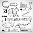 Infographic business graphs doodles