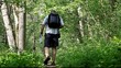 Hiker in the woods on trails /episode1/