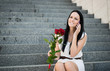 Photo: Happiness - woman with roses Happiness - woman with roses