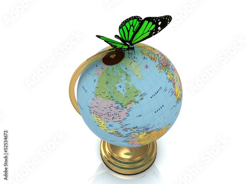 Illustration: Globe on a gold substrate Globe on a gold substrate