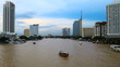 Bangkok downtown , water traffic at day to night