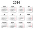 German Calendar for 2014 with shadows. Mondays first