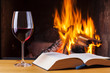 drinks at cozy fireplace