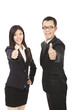 Photo: happy business man and woman with thumbs up happy business man and woman with thumbs up