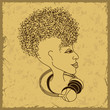 Woman face silhouette with musical notes hair