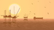 Horizontal illustration of units for oil industry.