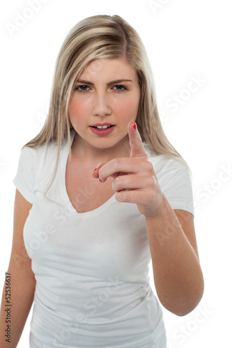 Photo: Young girl trying to recognize you Young girl trying to recognize you