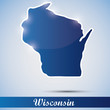 Vector: shiny icon in form of Wisconsin state, USA shiny icon in form of Wisconsin state, USA