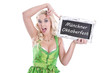 Foto: Werbung für das Oktoberfest in München - Frau mit Schild Werbung für das Oktoberfest in München - Frau mit Schild