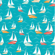 Retro seamless travel pattern of yacht.