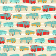 Retro seamless travel pattern of buses.
