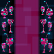 Abstract background with cocktails, wine glass and space for tex