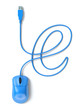 Illustration: Blue mouse and cable in the shape of e-sign Blue mouse and cable in the shape of e-sign