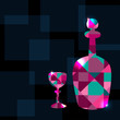 Abstract background with decanter, wine glass and space for text