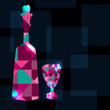 Abstract background with bottle, wine glass and space for text