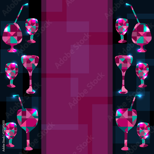Vector: Abstract background with cocktails, wine glass and space for tex Abstract background with cocktails, wine glass and space for tex