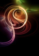 Illustration: Abstract color swirl on black background Abstract color swirl on black background