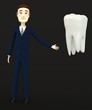 3d render of cartoon character with tooth