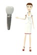 3d render of cartoon character with tooth implant