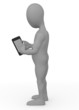 cartoon character with touchphone