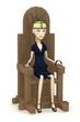 3d render of cartoon character with tortural chair