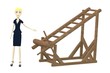 3d render of cartoon character with tortural ladder