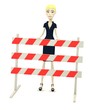 3d render of cartoon character with traffic barrier