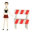 3d render of cartoon character with traffic barrier